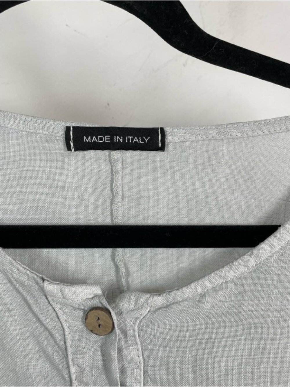 Made in Italy Linen Tunic Top Grey Floral Lagenlook Boho Oversized One Size - Picture 7 of 14